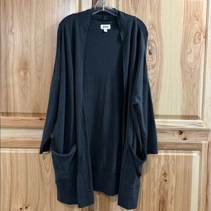 Pact Charcoal Knit Organic Cotton Minimalist Timeless Open Front Cardigan in M/L